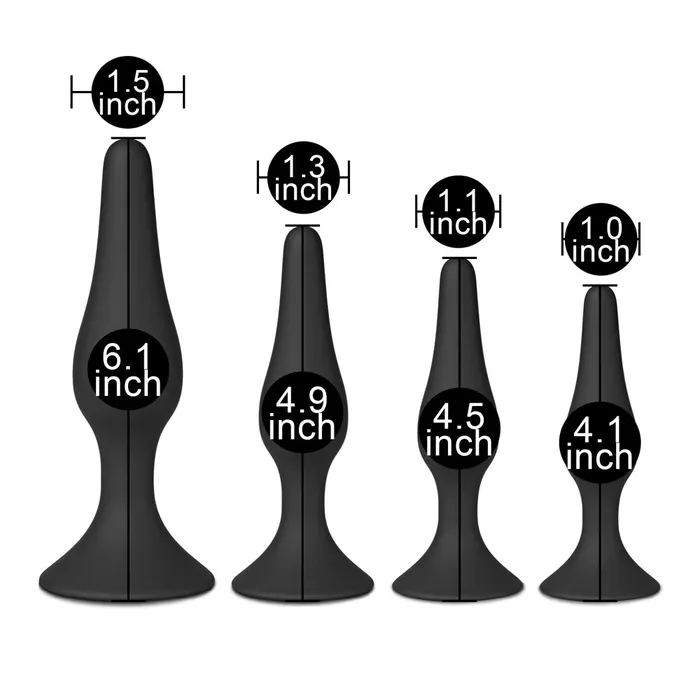 Various Toy Brands Anal Set of Four Silicone Butt Plugs Black Various Toy Brands Anal Set of Four Silicone Butt Plugs Black