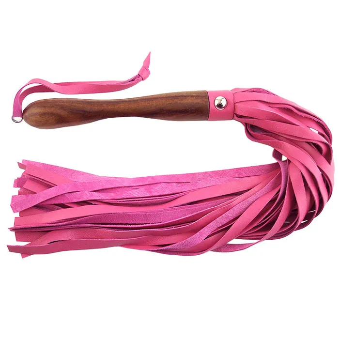 Vibrators Rouge Garments Rouge Garments Wooden Handled Pink Leather Flogger