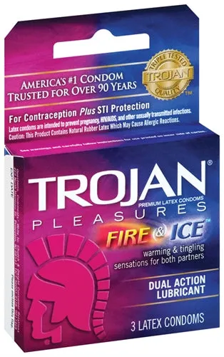 Vibrators Trojan Condoms Trojan Fire and Ice Dual Action Lubricated Condoms 3 Pack