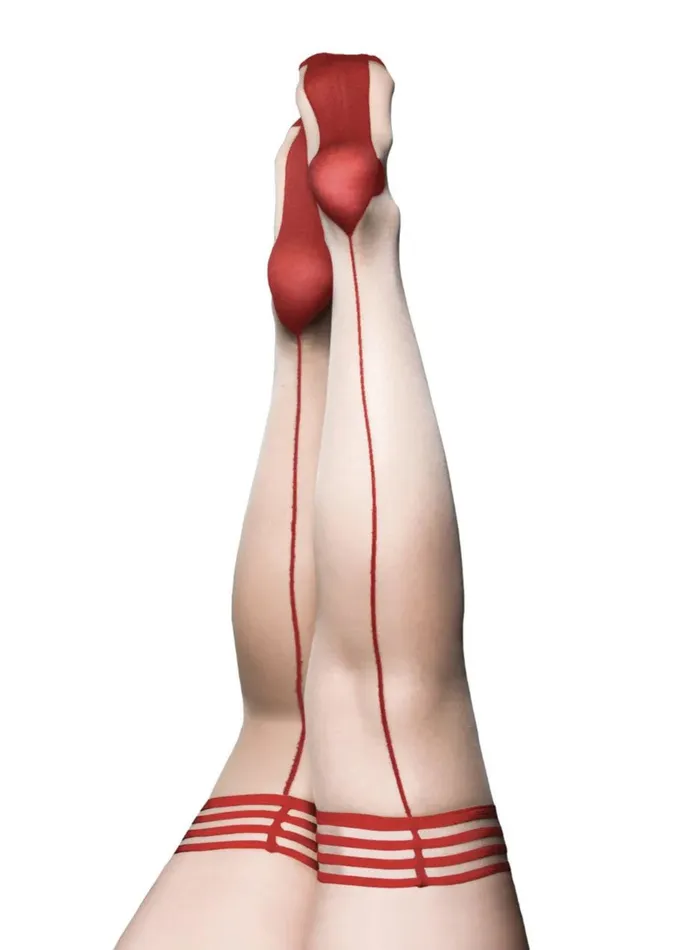 Whitney Red Back Seam Thigh High Size D Nude Kixies Vibrators