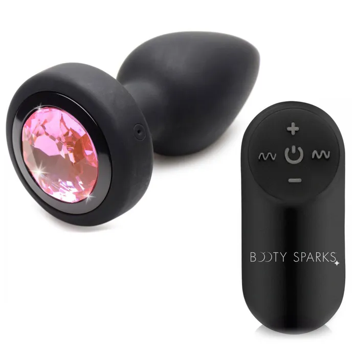 XR Brands Booty Sparks Male Sex Toys 28x Silicone Vibrating Pink Gem Anal Plug With Remote Small XR Brands Booty Sparks Male Sex Toys 28x Silicone Vibrating Pink Gem Anal Plug With Remote Small