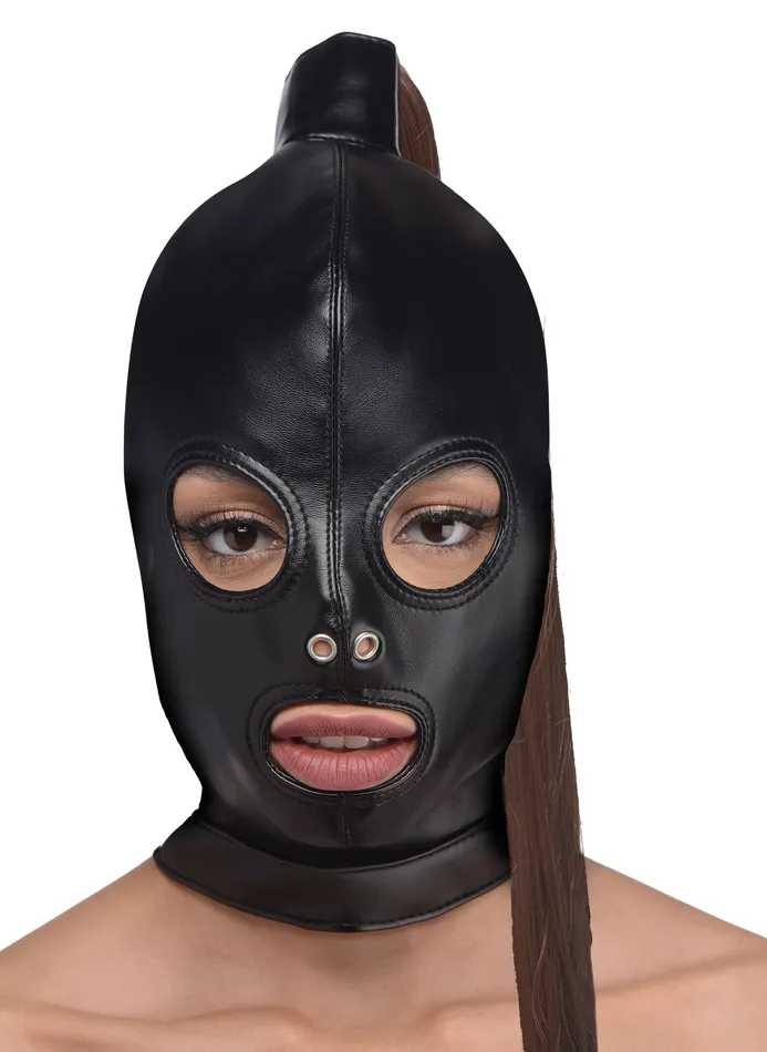 XR Brands Strict Anal Ponytail Bondage Hood Black