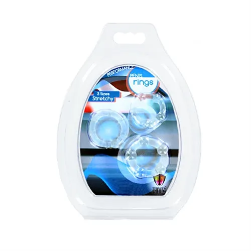 XR Brands Trinity Vibes Male Sex Toys Performance Penis Ring Set of 3 Clear