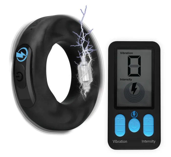 XR Brands Zeus Electrosex Male Sex Toys EStim Pro Silicone Cock Ring With Remote Black XR Brands Zeus Electrosex Male Sex Toys EStim Pro Silicone Cock Ring With Remote Black